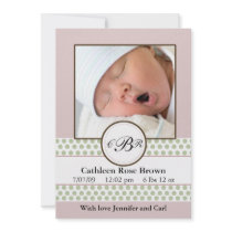 Girls Sage Dots Birth Announcement