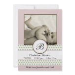 Girls Sage Dots Birth Announcement invitations