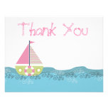 Girls Sail Boat Birthday Thank You Note Cards invitations