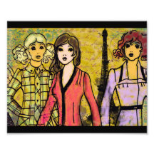 girls shopping in paris art photo