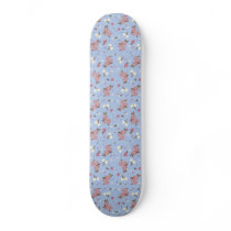 Girls Skateboard - pink flowers on baby blue