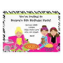 Girls Sleepover Slumber Party Zebra Invitation