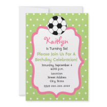 Girl's Soccer Birthday Party Invitation