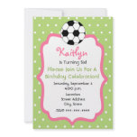Girl's Soccer Birthday Party Invitation