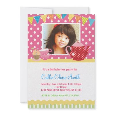 Girls Tea Party Birthday Invitations by seasidepapercompany