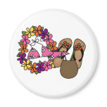 Girls Tropical Flip Flops One Magnets