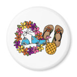 Girls Tropical Flip Flops Two Refrigerator Magnet