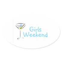 Girls Weekend Martini Oval Stickers