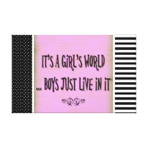Girl's World Wrapped Canvas Canvas Print