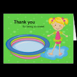 Girlss Pool Party Thank You Card cards