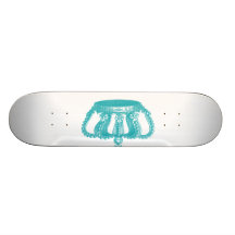 Girly Aqua Blue Vintage Crown Skateboard Deck