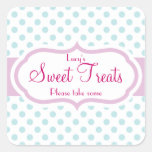 Girly Aqua & Pink Polka Dot Pattern Cute Stickers