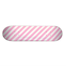 Girly Baby Pink Solid Stripes Pattern Skate Deck
