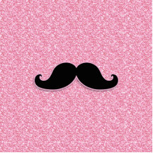 GIRLY BLACK MUSTACHE PINK GLITTER PRINTED ACRYLIC CUT OUT