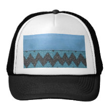 Girly Blue Leather Zebra Pattern Glitter Print Trucker Hat