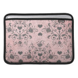 girly chic grey heart swirl damask on grunge pink MacBook air sleeves