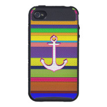 Girly Colorful Stripe polka dot heart anchor iPhone 4/4S Case