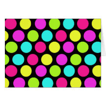 Girly Colourful Fun Neon Polka Dots Pattern Card