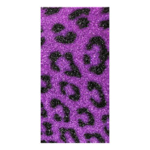 Girly Cute Trendy Purple Glitter Cheetah print Custom Photo Card