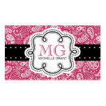Girly Dark Hot Pink Paisley Calling Card Business Cards