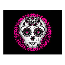 Girly day of the dead sugar skull post cards