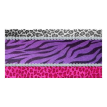 Girly Diamond Animal Print Photo Card Template