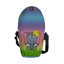 Girly Elephant In The Grass Courier Bag