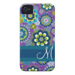 Girly Floral Pattern with Monogram Iphone 4 Cover
