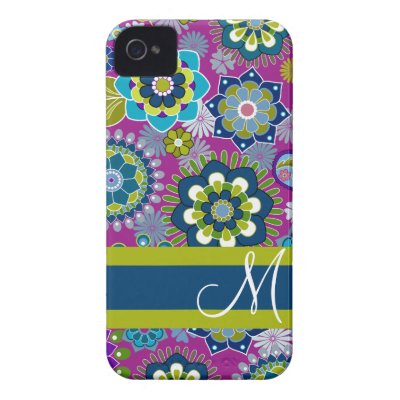 Girly Floral Pattern with Monogram Case-mate Iphone 4 Case by icases