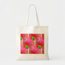 Girly Floral Swirl Hot Pink Green Gifts for Her Tote Bags