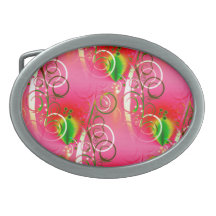 Girly Floral Swirl Hot Pink Green Gifts for Her Belt Buckle