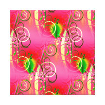 Girly Floral Swirl Hot Pink Green Gifts for Her Stretched Canvas Prints