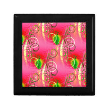 Girly Floral Swirl Hot Pink Green Gifts for Her Keepsake Boxes
