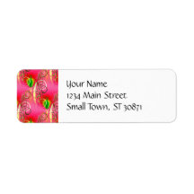 Girly Floral Swirl Hot Pink Green Gifts for Her Return Address Label