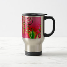Girly Floral Swirl Hot Pink Green Gifts for Her Mugs