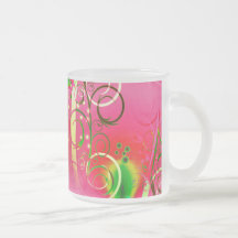 Girly Floral Swirl Hot Pink Green Gifts for Her Mugs