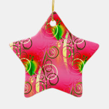 Girly Floral Swirl Hot Pink Green Gifts for Her Christmas Ornament
