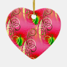 Girly Floral Swirl Hot Pink Green Gifts for Her Christmas Tree Ornaments