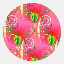 Girly Floral Swirl Hot Pink Green Gifts for Her Round Sticker