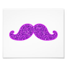 Girly fun retro mustache purple glitter printed photo print