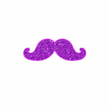 Girly fun retro mustache purple glitter printed cut outs
