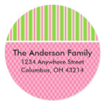 Girly Girl Checks & Stripes Return Address Labels stickers