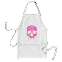 Girly girl pink elegant swirly skull apron