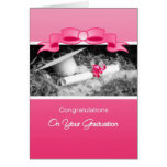 Girly Graduation Congratulations Pink Riboon Card