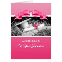Girly Graduation Congratulations Pink Riboon Card