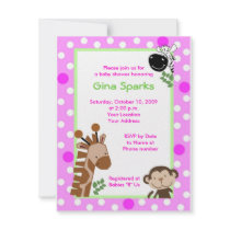 Girly Jungle Adventure Safari Baby Shower Invite