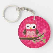 Girly mignon de hibou de roses indien personnalisé porte-clefs