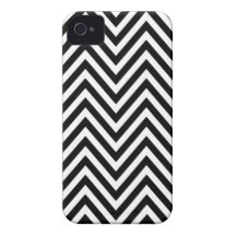 GIRLY MODERN BLACK WHITE CHEVRON PATTERN iPhone 4 COVER