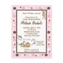 Girly Monkey Business Pink Brown Invitation