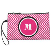 Girly monogram pink black wristlet clutches